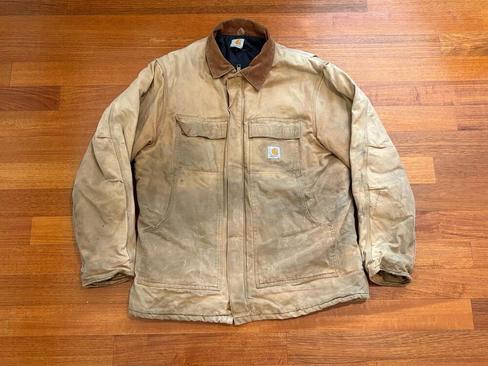 Vintage Carhartt C03 Arctic Traditional Coat Quilt Lined Distressed Tan